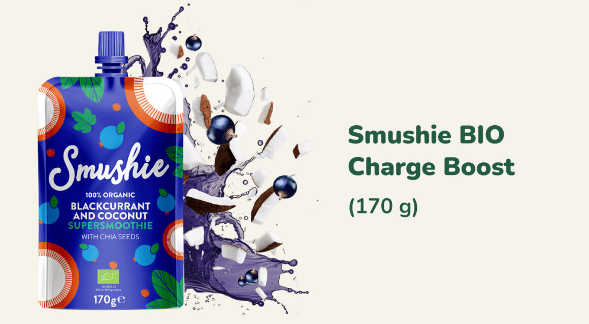 Dopolední svačinka ze 100% ovoce Smushie BIO Charge Boost (170 g)